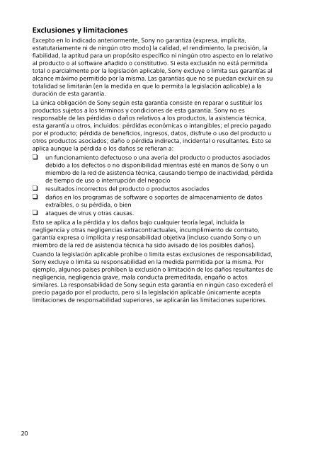 Sony SVJ2021V1E - SVJ2021V1E Documenti garanzia Spagnolo