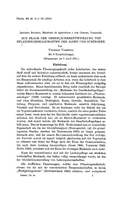 Zur Frage der Oberflächenentwicklung von Pflanzengesellschaften der Alpen und Subtropen - Vareschi 1951