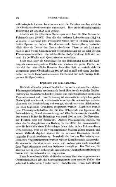 Zur Frage der Oberflächenentwicklung von Pflanzengesellschaften der Alpen und Subtropen - Vareschi 1951