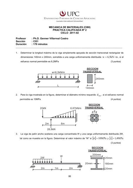 Libro Mecánica de Materiales (Prácticas y Exámenes UPC)