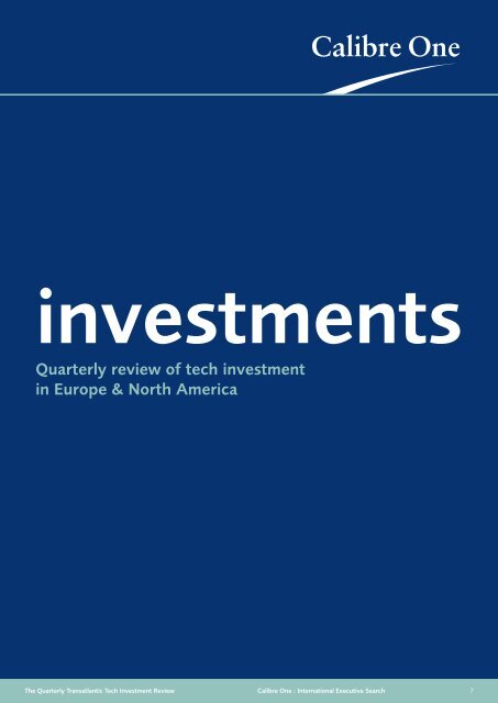 Quarterly review of the investment ecosystem in ... - Calibre One
