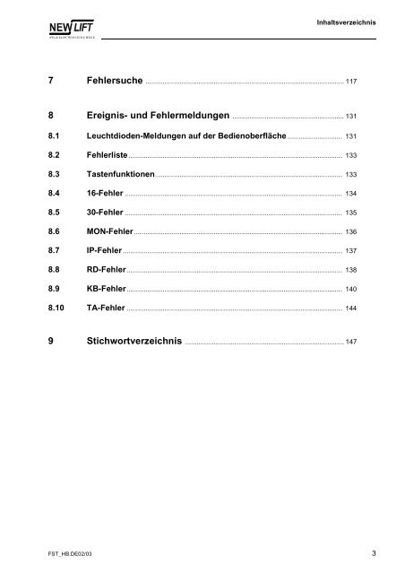 3 Benutzerschnittstelle der KST Steuerung - New Lift