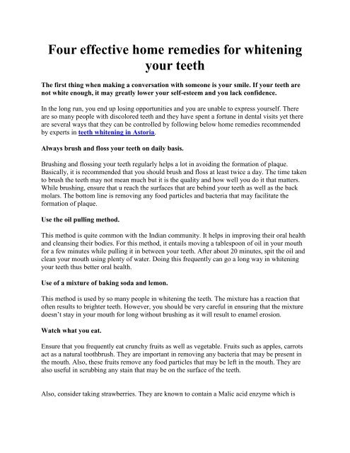 Four effective home remedies for whitening your teeth