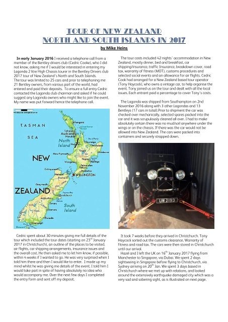 Tour of New Zealand South and North Islands by Mike Heins