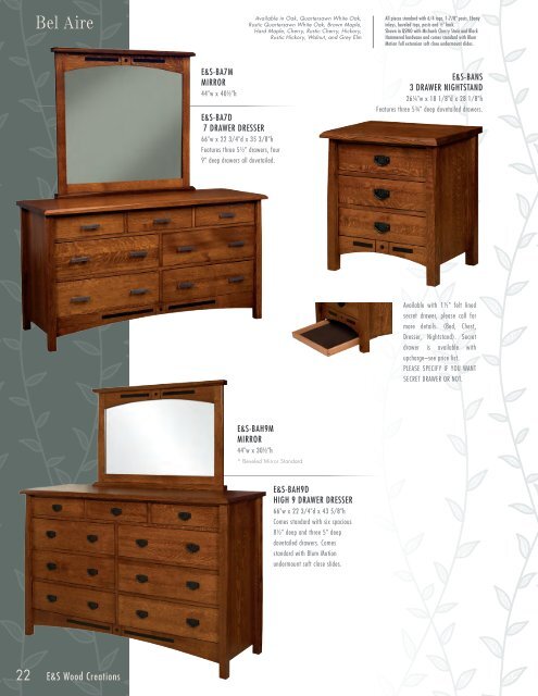 E&amp;S Wood Creations 2018 Catalog