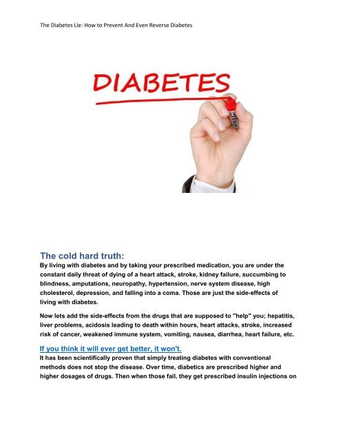 The Diabetes Lie How to Prevent And Even Reverse Diabetes