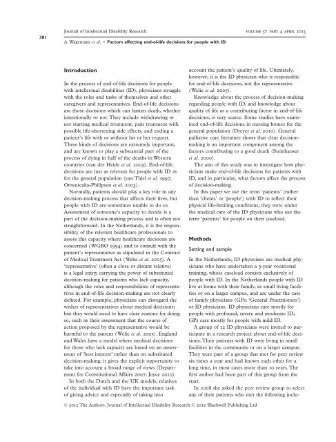 The factors affecting end of life decision making by physicians of patients with intellectual disabilities in the Netherlands a qualitative study