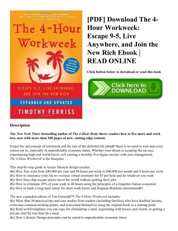 [PDF] Download The 4-Hour Workweek Escape 9-5  Live Anywhere  and Join the New Rich Ebook  READ ONLINE