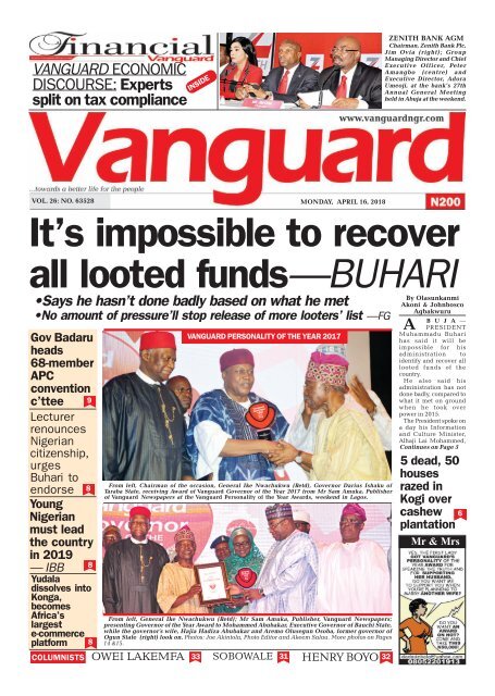 16042018 - It’s impossible to recover all looted funds—BUHARI