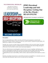 [PDF] Download Leadership and Self-Deception Getting Out of the Box Ebook  READ ONLINE