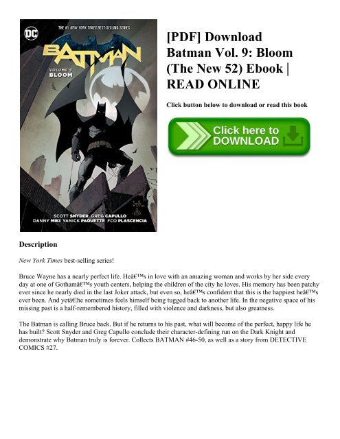 Pdf Download Batman Vol 9 Bloom The New 52 Ebook Read Online