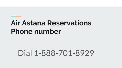 Air Astana Reservations Phone number