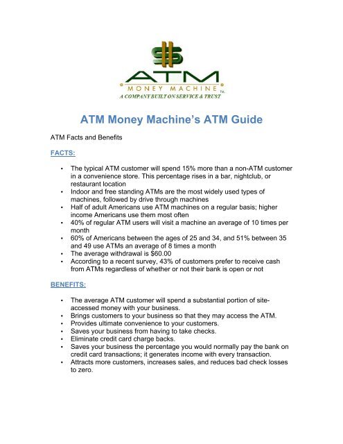 Benefits of Using ATM Machines