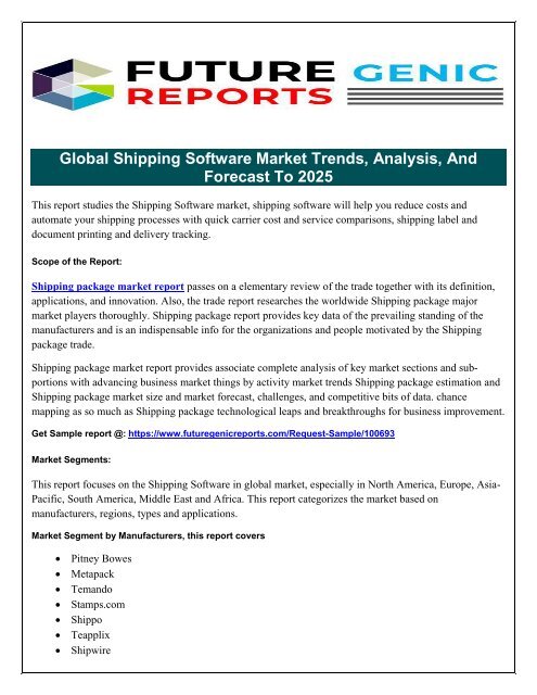 Global Shipping Software Market: New Business Opportunities & Investment Research Report 2017-2023