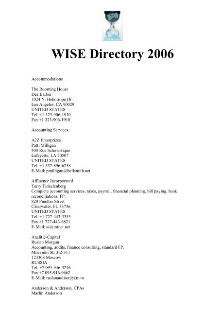 WISE Directory 2006 - Wilfried Handl