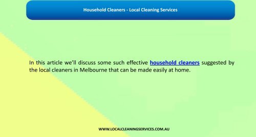Household Cleaners - Local Cleaning Services