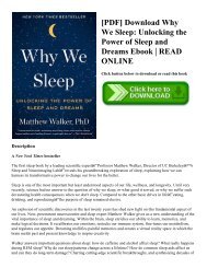 [PDF] Download Why We Sleep Unlocking the Power of Sleep and Dreams Ebook  READ ONLINE
