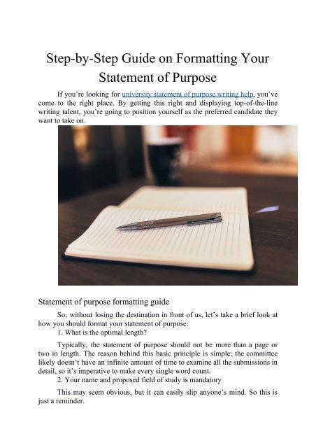 Step-by-Step Guide on Formatting Your Statement of Purpose