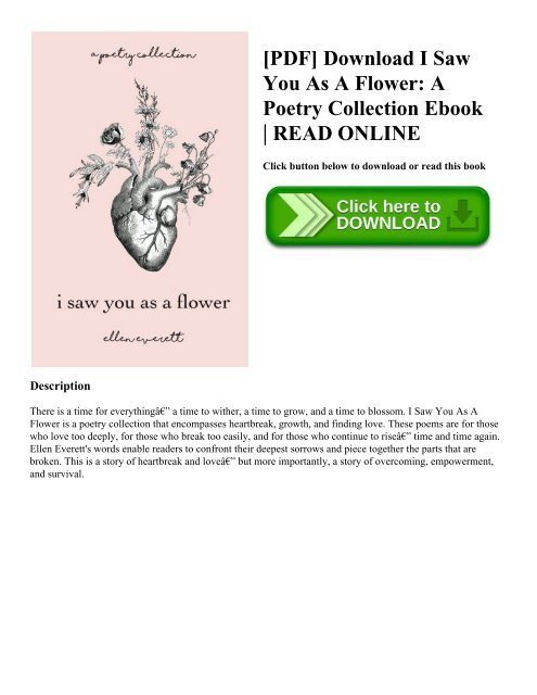 [PDF] Download I Saw You As A Flower A Poetry Collection Ebook  READ ONLINE