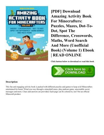pdf download amazing activity book for minecrafters puzzles mazes