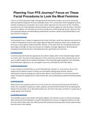 Planning Your FFS Journey? Focus on These Facial Procedures to Look the Most Feminine