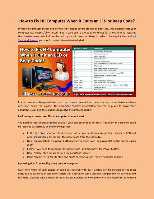 How to Fix HP Computer When it Emits an LED or Beep Code?