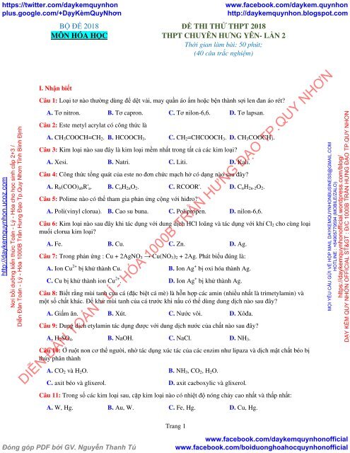 Bộ đề thi thử THPT QG 2018 Các môn TOÁN - LÍ - HÓA Các trường THPT Cả nước CÓ HƯỚNG DẪN GIẢI (Lần 10) [DC17042018]