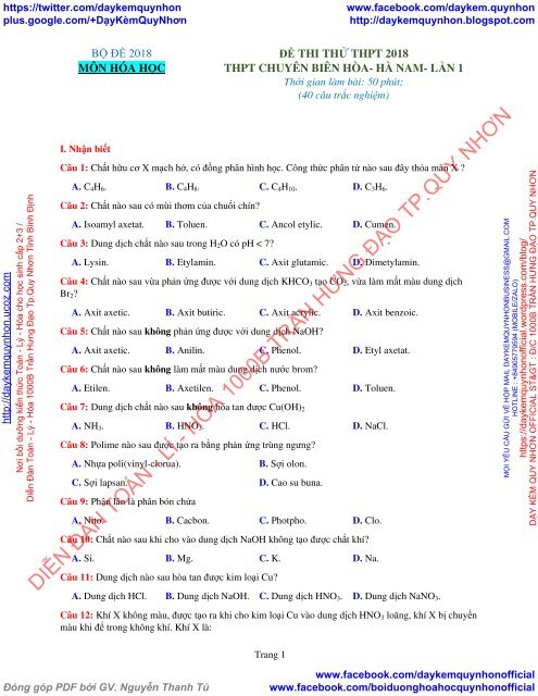 Bộ đề thi thử THPT QG 2018 Các môn TOÁN - LÍ - HÓA Các trường THPT Cả nước CÓ HƯỚNG DẪN GIẢI (Lần 10) [DC17042018]