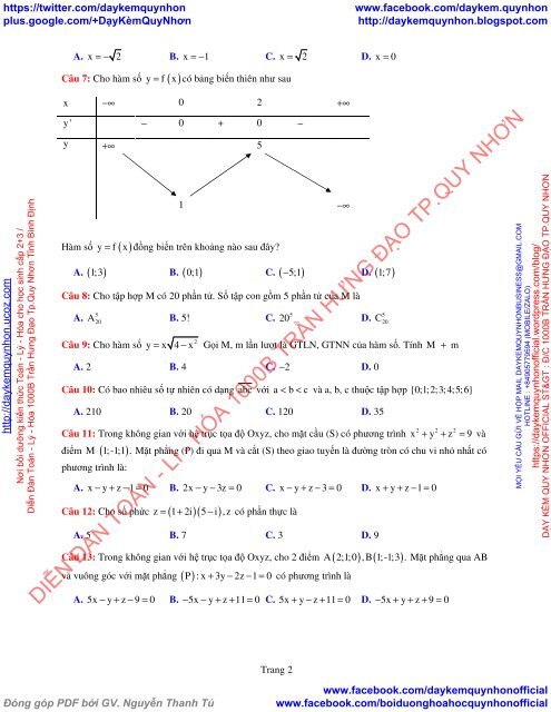 Bộ đề thi thử THPT QG 2018 Các môn TOÁN - LÍ - HÓA Các trường THPT Cả nước CÓ HƯỚNG DẪN GIẢI (Lần 10) [DC17042018]