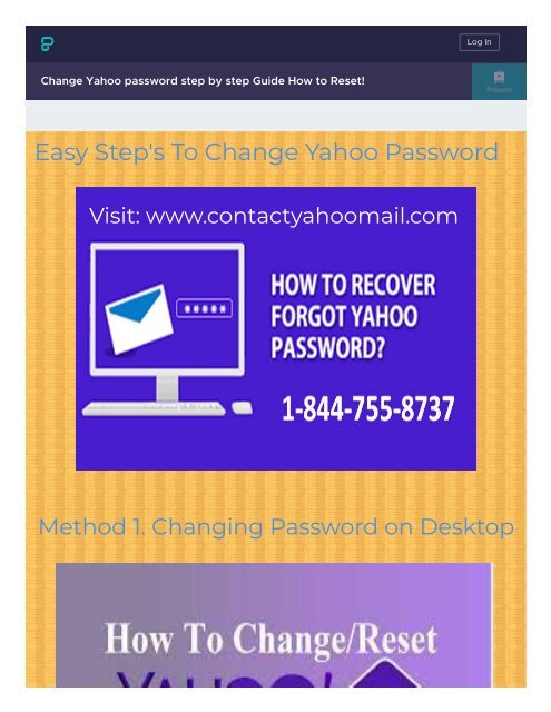 Change Yahoo Forgot Password 1-844-755-8737 Recovery reset!