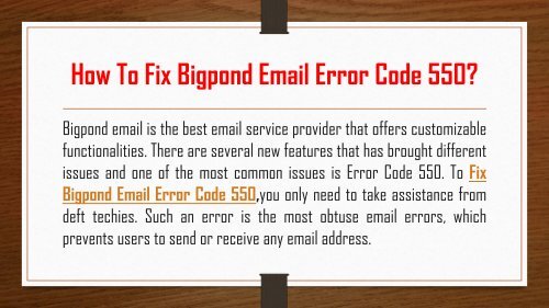 How to Fix Bigpond Email Error Code 550? 1-800-361-7250 