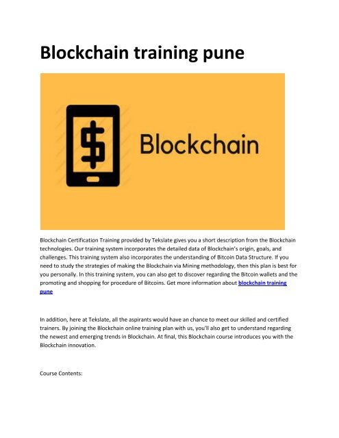 2 blockchain training pune
