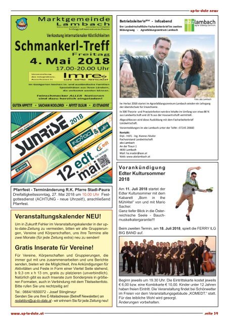 news from edt - lambach - stadl-paura Mai 2018