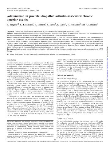 Adalimumab in JIA associated chronic anterior uveitis_2008