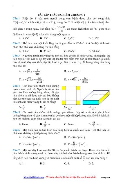 Sách tham khảo môn Toán - Rèn luyện kỹ năng giải quyết bài toán trắc nghiệm thực tế - Hứa Lâm Phong - FULLTEXT (287 trang)