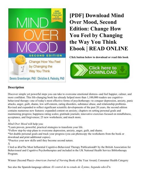 [PDF] Download Mind Over Mood  Second Edition Change How You Feel by Changing the Way You Think Ebook  READ ONLINE