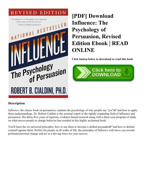 [PDF] Download Influence The Psychology of Persuasion  Revised Edition Ebook  READ ONLINE