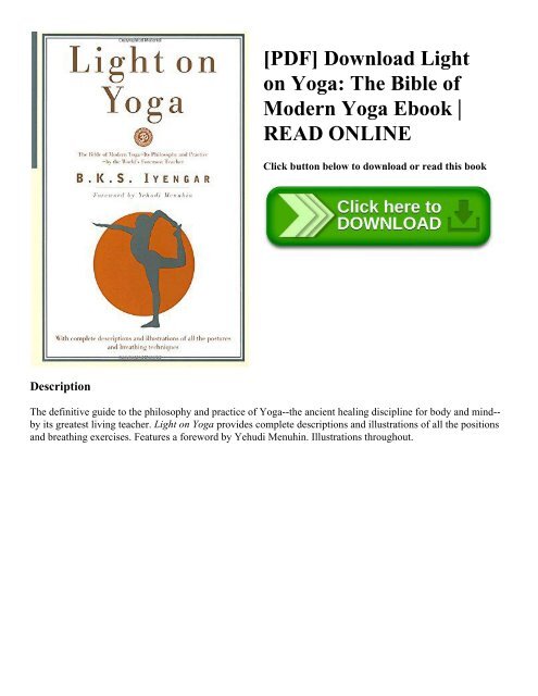 PDF] Download Light on Yoga The Bible of Modern Yoga Ebook READ ONLINE
