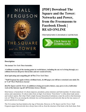 [PDF] Download The Square and the Tower Networks and Power  from the Freemasons to Facebook Ebook  READ ONLINE