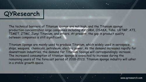 QYResearch: Global Titanium Sponge Sales Market Report 2018 Overview