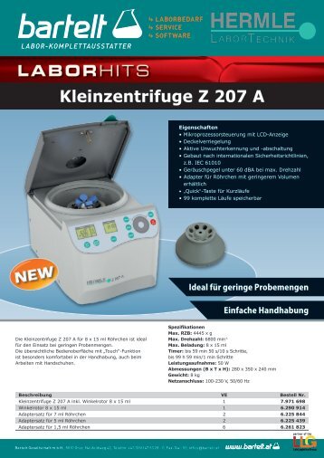Flyer of the Week Hermle Zentrifuge Aktion Bartelt
