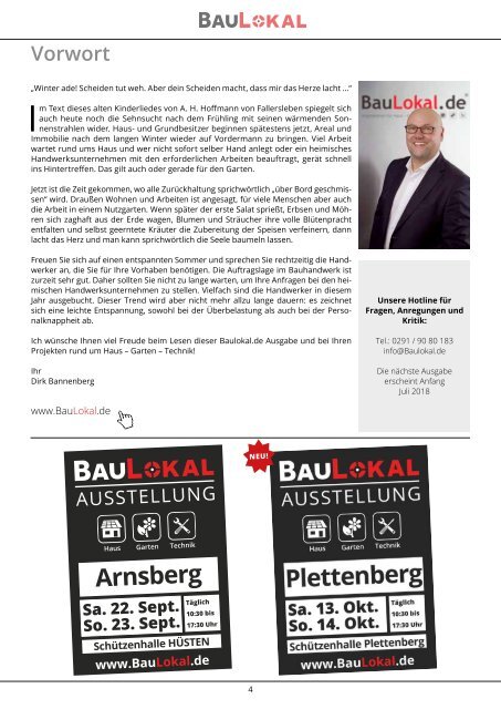 BauLokal Magazin Sauerland Ausgabe 2018.2 Frühling