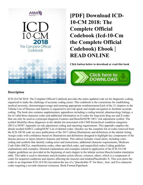 icd 10 cm 2018 the complete official codebook pdf