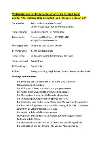 Voltigierturnier mit Kreismeisterschaften KV Bergisch Land am 27 ...