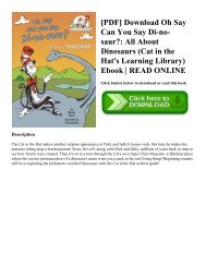 [PDF] Download Oh Say Can You Say Di-no-saur All About Dinosaurs (Cat in the Hat's Learning Library) Ebook  READ ONLINE
