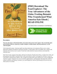 [PDF] Download The Food Explorer The True Adventures of the Globe-Trotting Botanist Who Transformed What America Eats Ebook  READ ONLINE