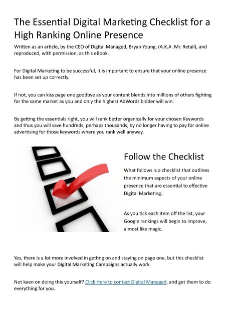 Essential Digital Marketing Checklist for Getting Found Online