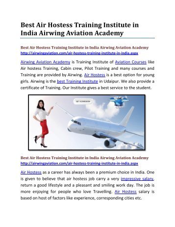 Best Air Hostess Training Institute in India Airwing Aviation Academy