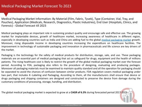 Medical Packaging Market Research Report - Global Forecast Till 2023