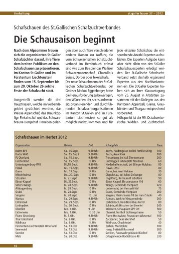 Die Schausaison beginnt - St.Galler Bauernverband